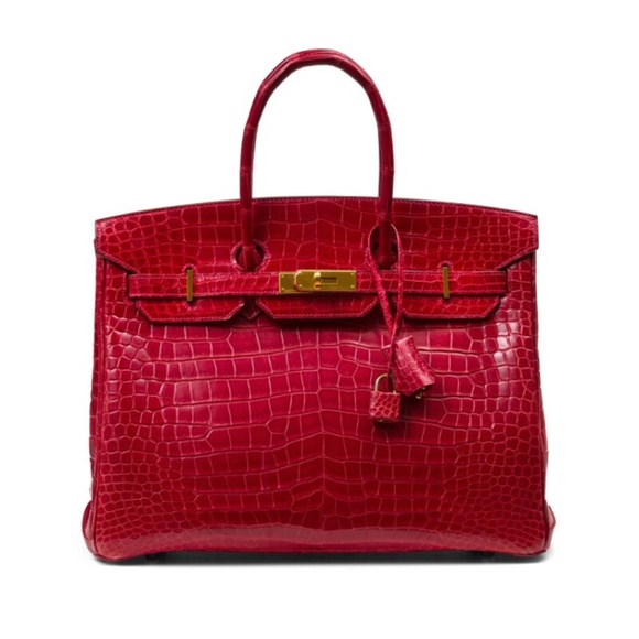 Hermès Braise Shiny Porosus Crocodile Birkin 35 Gold Hardware - Picture 1 of 7
